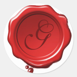 Adesivo Monograma redondo do SELO VERMELHO da CERA