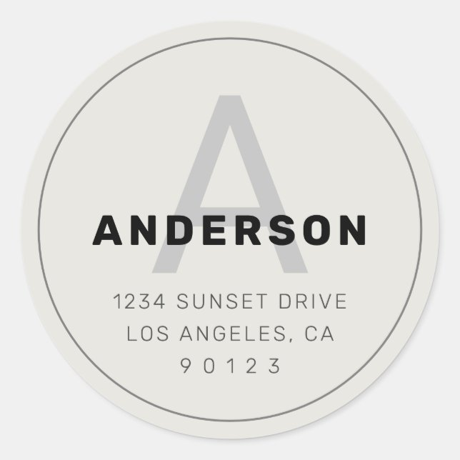 Adesivo Monograma Retro-Moderno | Preto Cinza e Branco Esm (Frente)