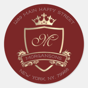 Adesivo Monograma Return Address Crown Royal Burgundy Dour