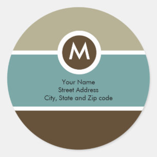 Adesivo Monograma Return Address Sticker - Beige/Blue/Brow