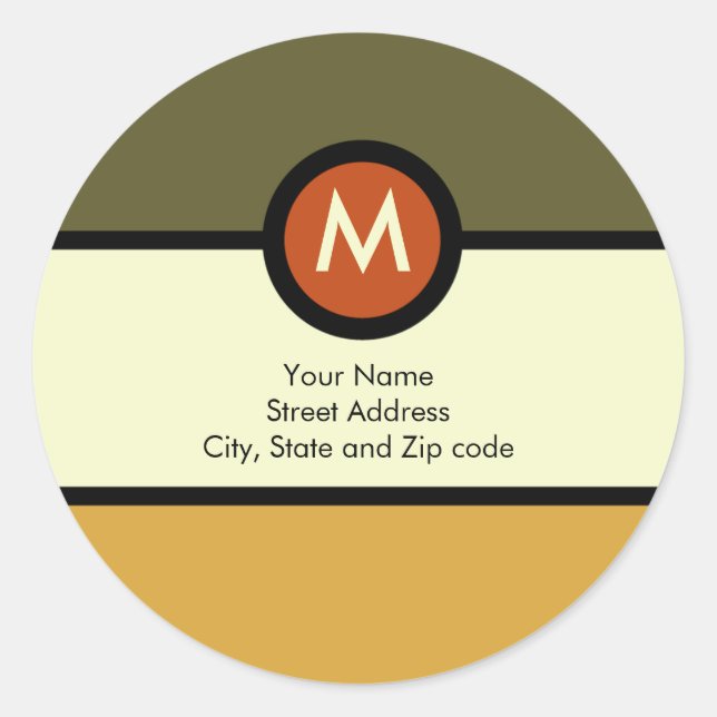 Adesivo Monograma Return Address Sticker - Verde/Dourado (Frente)