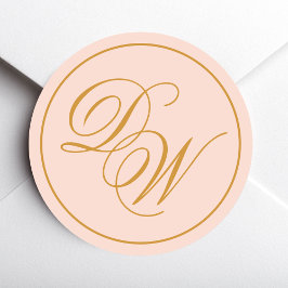 Adesivo Monograma Rosa 2 Iniciais Caligrafia Dourada
