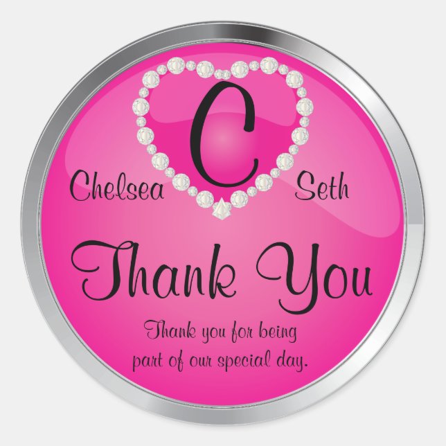 Adesivo Monograma Rosa e Prata Elegante (Frente)