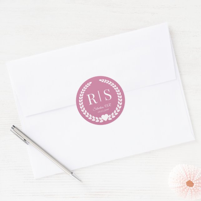 Adesivo Monograma Rosa Poeira Simples (Envelope)