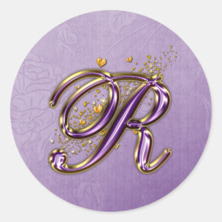 Adesivo Monograma Roxo e Dourado
