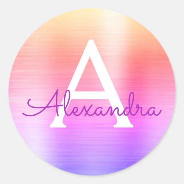 Adesivo Monograma Roxo e Rosa Girassol (Frente)