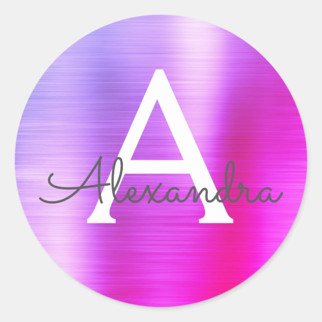 Adesivo Monograma Roxo e Rosa Girassol (Frente)