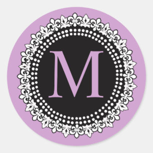 Adesivo Monograma roxo M Fleur de lis Wedker Sticker