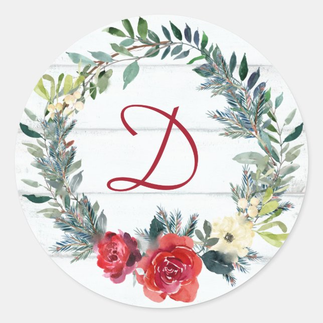 Adesivo Monograma Russo Aquarela Natal (Frente)