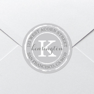 Adesivo Monograma Rustico Vintage   Rótulo de endereço r