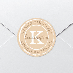 Adesivo Monograma Rustico Vintage   Rótulo de endereço r