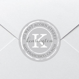 Adesivo Monograma Rustico Vintage | Rótulo de endereço red