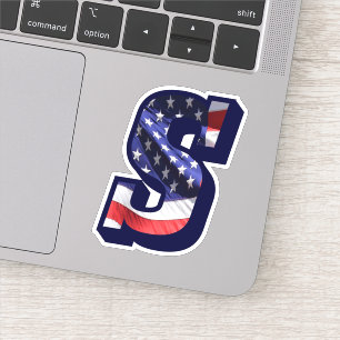 Adesivo Monograma S American Flag S Initial EUA