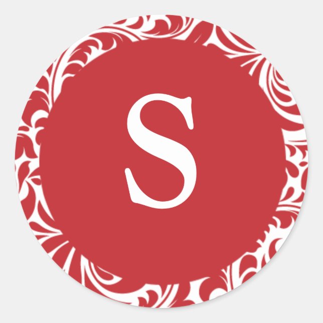 Adesivo Monograma S Red White Monograma Personalizável de  (Frente)