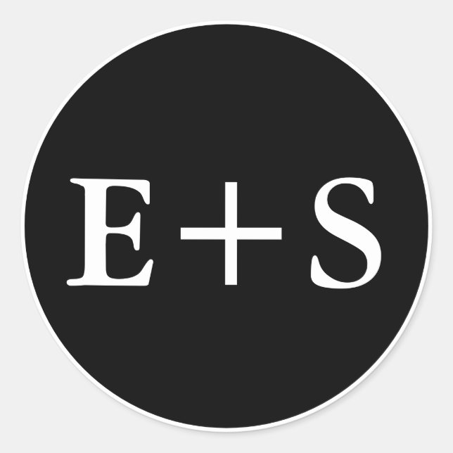 Adesivo Monograma |Selo de Envelope de Casamento Negro e B (Frente)