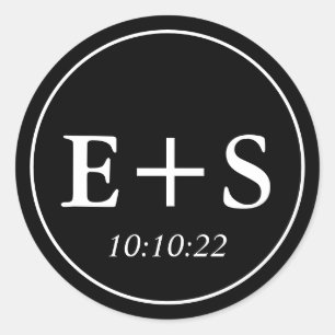 Adesivo Monograma Selo de Envelopes de Casamento Preto e B