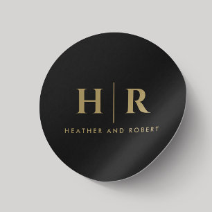 Adesivo Monograma Simples Chic Preto Clássico Dourado