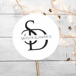 Adesivo Monograma Simples De Casamento Personalizado Com N