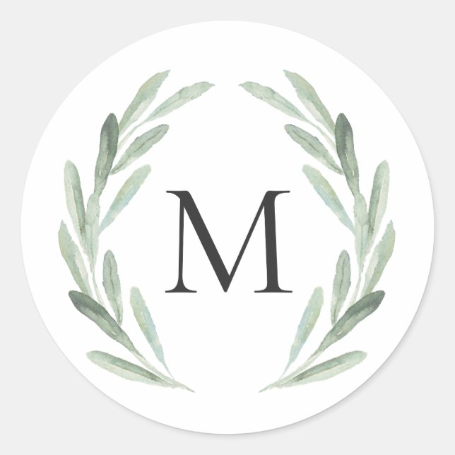 Adesivo Monograma Simples de Cor Verde Rústica (Frente)