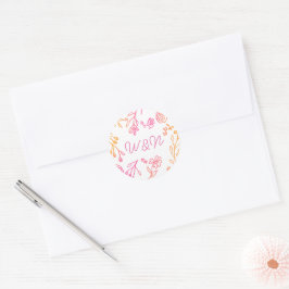 Adesivo Monograma Simples de Script Floral Cor-de-Rosa Lar