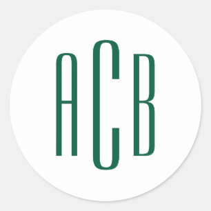 Adesivo Monograma Simples de Três Letras em Verde Caçador