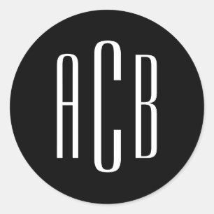 Adesivo Monograma Simples de Três Letras Preto e Branco