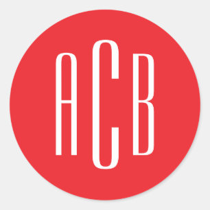 Adesivo Monograma Simples de Três Letras Vermelho e Branco