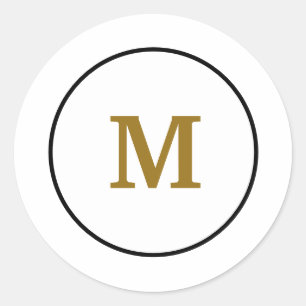 Adesivo monograma simples e mínimo de ouro personalizado 