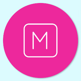 Adesivo Monograma Simples e Moderno Inicial | Rosa e Branc