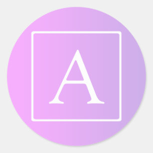 Adesivo Monograma Simples   Ombre Rosa/Roxo Sutil