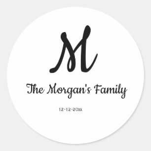 Adesivo monograma simples personalizado adicione seu nome