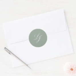 Adesivo Monograma Simples Sage Casamento Verde