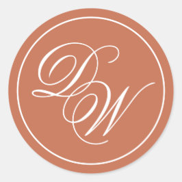 Adesivo Monograma Simples Terracota Marrom Branco Script