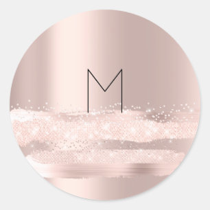 Adesivo Monograma Spark Rose  Beijo Inicial Nome Redondo