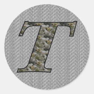 Adesivo Monograma T Hydrangea Floral Sticker