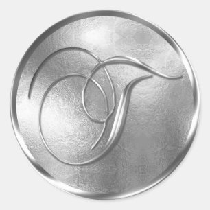 Adesivo Monograma T Selo de Envelope Silver Não METÁLICO