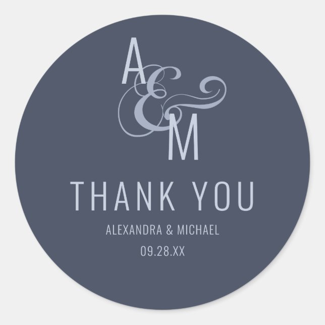 Adesivo Monograma Tipografia Simples Elegante Obrigado (Frente)