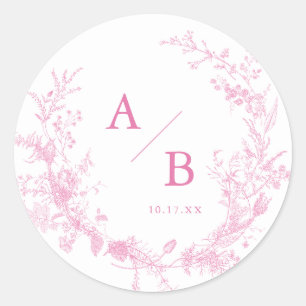 Adesivo Monograma Toile French Pink Wedding