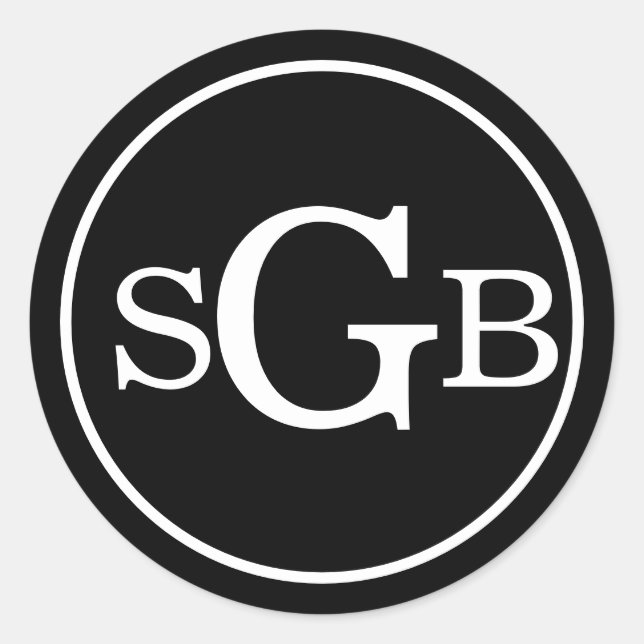 Adesivo Monograma Tradicional Circular Preta e Branca (Frente)