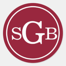 Monograma Tradicional Circular Vermelha Escura