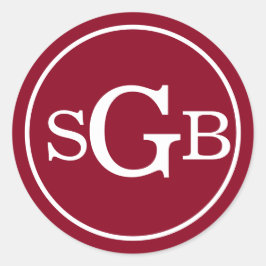 Adesivo Monograma Tradicional Circular Vermelha Escura