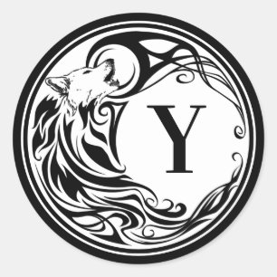 Adesivo Monograma tribal do lobo