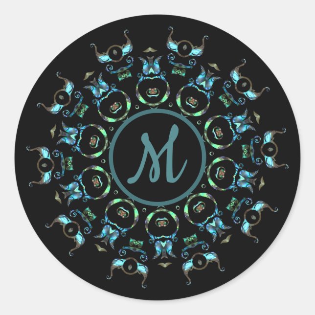 Adesivo Monograma Turquoise Pearl Mandala (Frente)