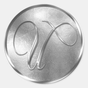 Adesivo Monograma U Selo de Envelope Silver Não METÁLICO
