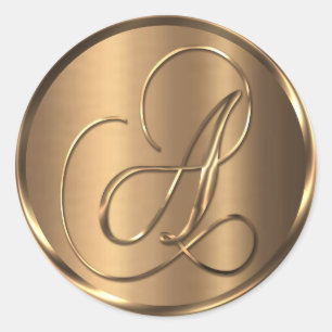 Adesivo Monograma Um Selo De Envelope De Bronze Não METÁ