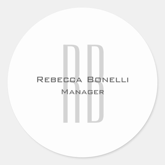 Adesivo Monograma Único de Cinzas Brancas Exclusivo Modern (Frente)