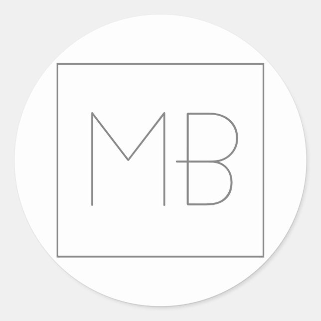 Adesivo Monograma Único Elegante Branco (Frente)