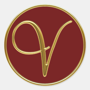 Adesivo Monograma V no ouro 3D