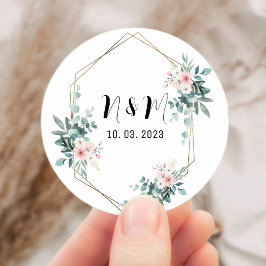 Adesivo Monograma Verde Elegante Casamento Eucalyptus