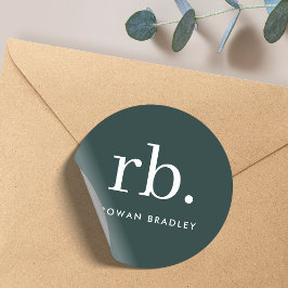 Adesivo Monograma Verde Escuro Minimalista Moderno